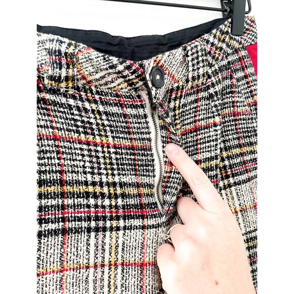 Free People Good Vibes Plaid Pants Size 0 Straight Leg Pinstripe Punk Grunge - Picture 6 of 14